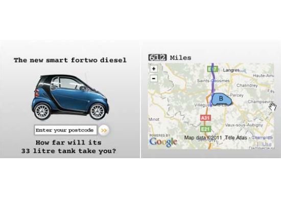 smart car fortwo diesel ad banner screen shot